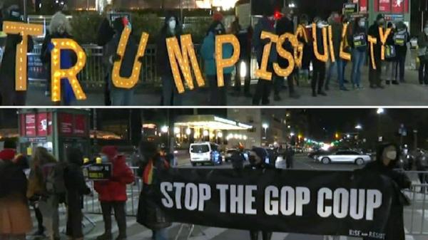 خبرنگاران تجمع نیویورکی ها علیه یورش طرفداران ترامپ به کنگره